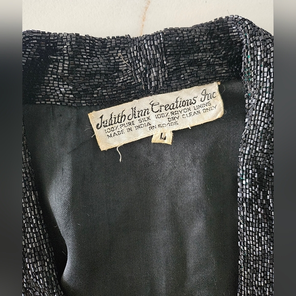 JUDITH ANN CREATIONS INC Beaded Sequin 100% Silk Evening/Opera Jacket Green Sz L - Picture 11 of 16
